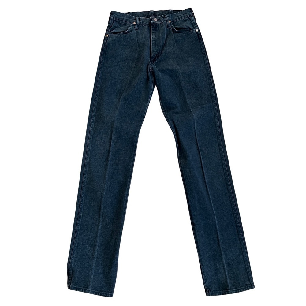 Wrangler Vintage 90s Washed Black Cowboy Cut Long Straight Leg Jeans - Picture 1 of 9